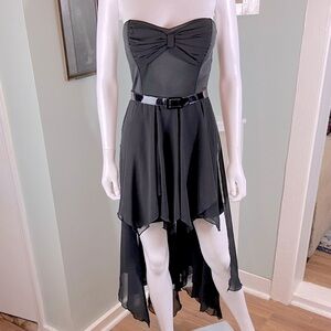 Sans Souci Black Strapless asymmetrical High-Low Dress chiffon hi lo small S